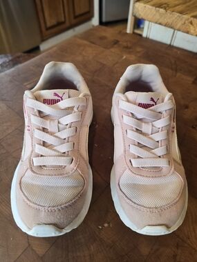 Puma Kids Pink and White Sneakers Little Kifa Size 13